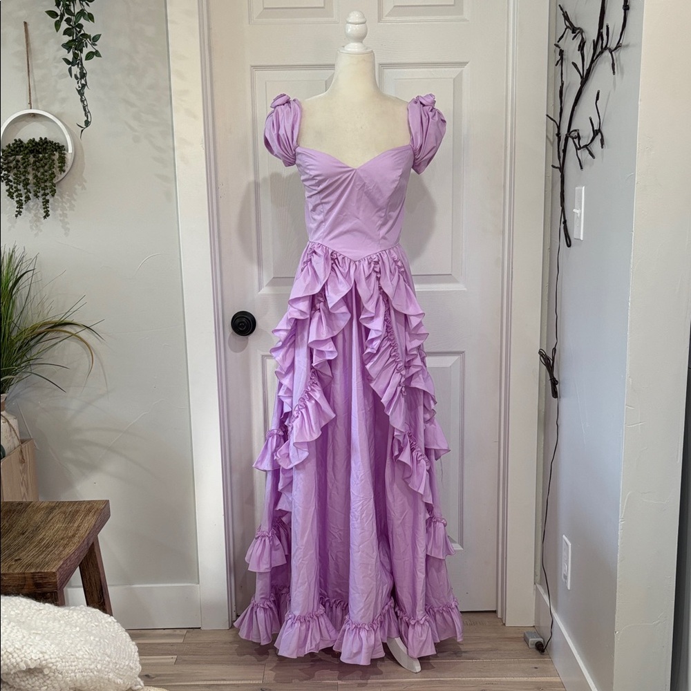 Vintage Union Made Lavender Maxi Dress with Ruffles